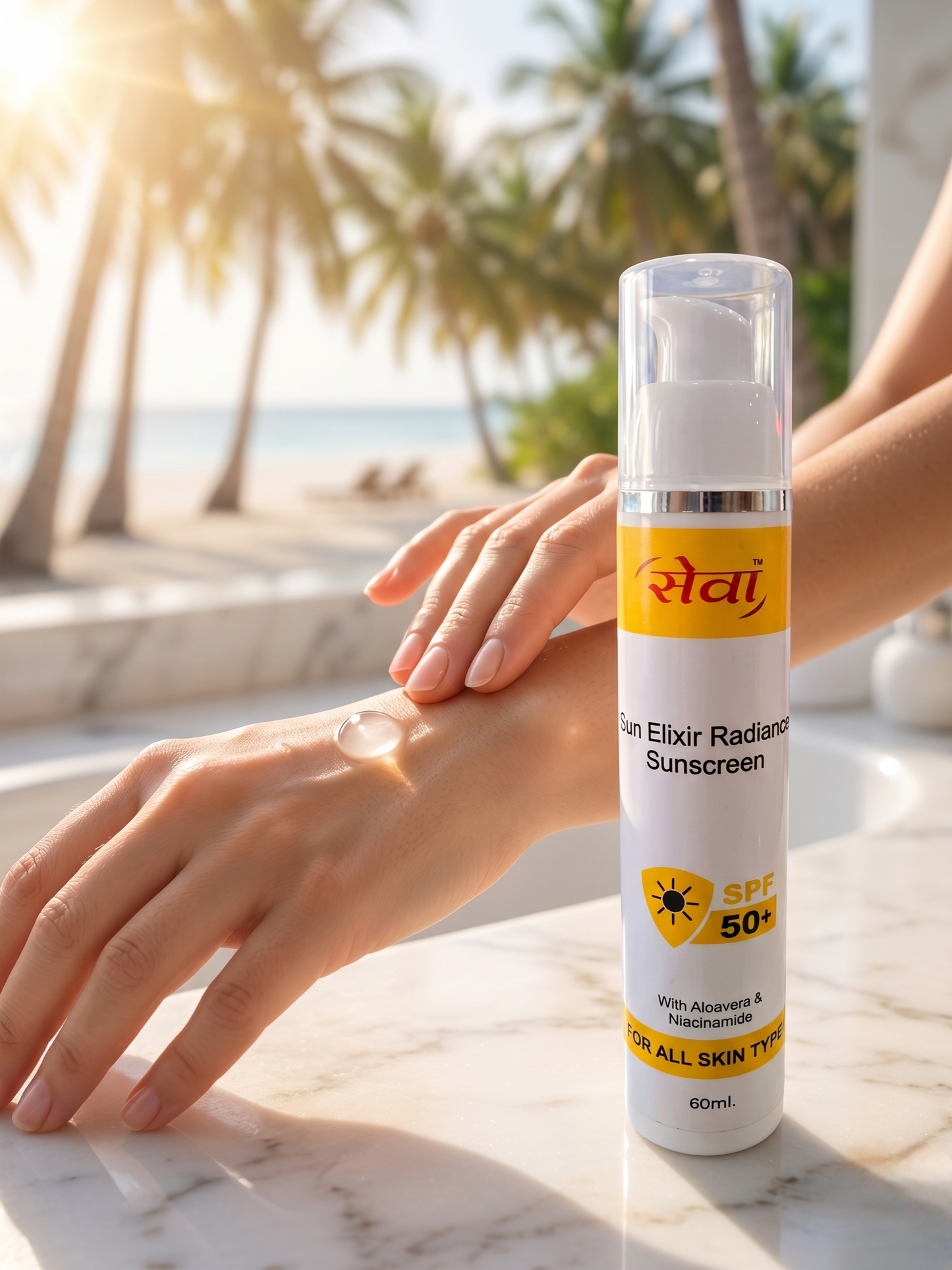 Seva Sun Elixir Radiance Sunscreen SPF 50+ (With Aloe Vera & Niacinamide)