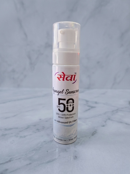 Seva Aquagel Sunscreen SPF 50+ PA+++ (Invisible Gel | Water Resistant)