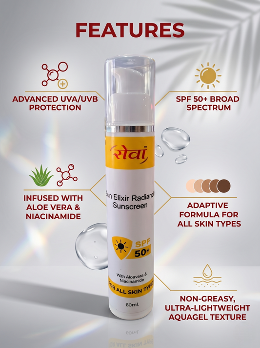 Seva Sun Elixir Radiance Sunscreen SPF 50+ (With Aloe Vera & Niacinamide)