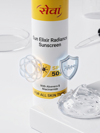 Seva Sun Elixir Radiance Sunscreen SPF 50+ (With Aloe Vera & Niacinamide)